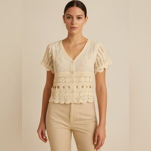 Crochet Cream Crop Top NWT